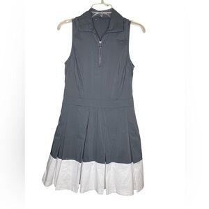 G/FORE Polo Quarter Zip
Sleeveless Pleated Golf Dress in Gray & White - Size 4